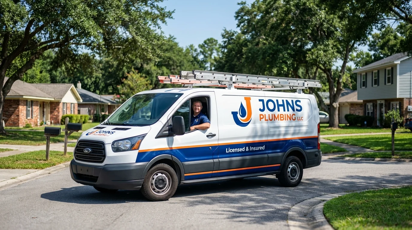 Johns Plumbing LLC service van in Moravia, NY
