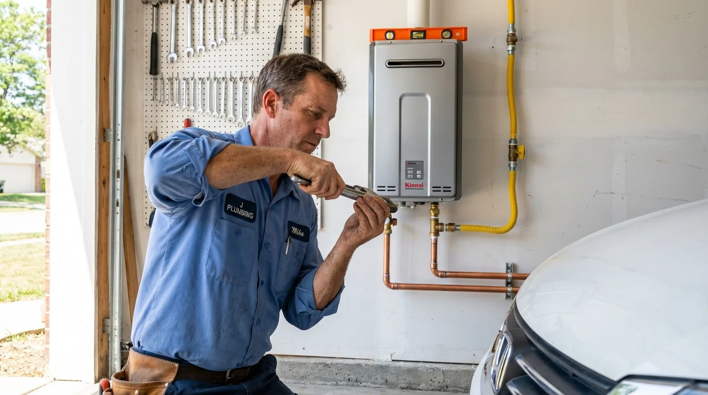 Tankless water heater installation by a Johns Plumbing LLC plumber in Moravia